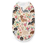 T-shirt pour chien à motif floral teckel à séchage rapide, respirant, doux, extensible, sans manches, taille S