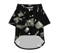 T-Shirt pour Chien avec Billets de 100 Dollars Volant dans Les airs, Doux et Respirant, vêtements d'été à Boutons, vêtements Respirants pour Animaux de Compagnie, Usage Quotidien, Taille XS