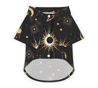 T-Shirt pour Chien avec éléments mystiques et Astrologie dorée, Doux et Respirant, Boutons d'été, vêtements Respirants pour Animaux de Compagnie, Usage Quotidien, Taille L