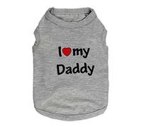 T-shirt pour chien avec inscription « I Love My Daddy Mommy » pour petit chiot, chat, yorkshire, chihuahua, caniche, terrier lapin, petit, gris-D