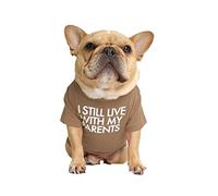 T-Shirt pour Chien avec la Phrase: Je vis Toujours chez Mes Parents (Kaki, S)