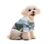 T-shirt pour chien avec rendu 3D des paysages tropicaux - Vêtements pour chiots et animaux de compagnie - Débardeur élastique - Pour chiens et chats - Pull mignon respirant et doux - Taille L