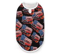 T-Shirt pour Chien et Chat avec Drapeau américain Muscle Car, vêtements d'été Respirants, Pull sans Manches, débardeur pour Animaux de Petite, Moyenne et Grande Taille