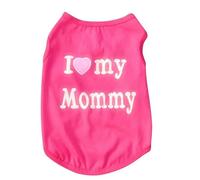 T-shirt pour chien - Gilets d'été pour animaux de compagnie - « I Love My Mom & Dad » - Imprimé tendance - Rose vif - Taille S