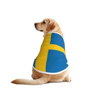 T-shirt pour chien imprimé drapeau suédois - Vêtement d'été décontracté léger pour chiens de taille moyenne et grande