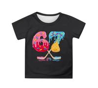 T-shirt pour enfant à manches courtes avec chiffres imprimés pour garçons, t-shirt décontracté pour enfants et adolescents, confortable pour accompagner au quotidien., Noir , 12-13 ans