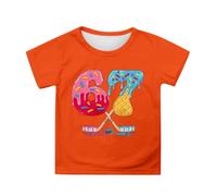 T-shirt pour enfant à manches courtes avec chiffres imprimés pour garçons, t-shirt décontracté pour enfants et adolescents, confortable pour accompagner au quotidien., Orange, 8-9 ans