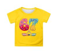 T-shirt pour enfant à manches courtes avec chiffres imprimés pour garçons, t-shirt décontracté pour enfants et adolescents, confortable pour accompagner au quotidien., jaune, 5-6 ans