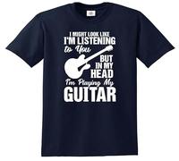 T-shirt pour enfant « I Might Look Like I'm Listening to You My Head I'm Playing », T-shirt bleu marine imprimé blanc, 9-11 ans