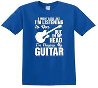 T-shirt pour enfant « I Might Look Like I'm Listening to You My Head I'm Playing », T-shirt bleu roi imprimé blanc, 9-11 ans
