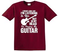T-shirt pour enfant « I Might Look Like I'm Listening to You My Head I'm Playing », T-shirt marron imprimé blanc, 7-8 ans