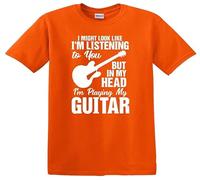 T-shirt pour enfant « I Might Look Like I'm Listening to You My Head I'm Playing », T-shirt orange imprimé blanc, 12-14 ans