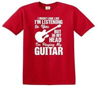 T-shirt pour enfant « I Might Look Like I'm Listening to You My Head I'm Playing », T-shirt rouge imprimé blanc, 5-6 ans