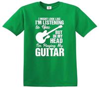 T-shirt pour enfant « I Might Look Like I'm Listening to You My Head I'm Playing », T-shirt vert irlandais imprimé blanc, 3-4 ans