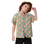 T-shirt pour enfant - Manches courtes - Pour l'été - Décontracté - Style gentleman - Hawaï - Plage - Vacances - Floral, jaune, 9-12 mois