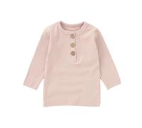 T-shirt pour enfants garçons en maille côtelée à manches longues haut en bas âge pull décontracté chemise douce et confortable vêtements pour enfants pour un usage quotidien, Rose clair 2, 18-24 mois