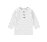 T-shirt pour enfants garçons en maille côtelée à manches longues haut en bas âge pull décontracté chemise douce et confortable vêtements pour enfants pour un usage quotidien, Blanc., 3-6 mois