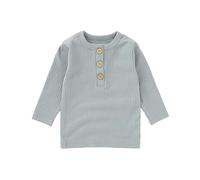 T-shirt pour enfants garçons en maille côtelée à manches longues haut en bas âge pull décontracté chemise douce et confortable vêtements pour enfants pour un usage quotidien, bleu clair, 4-5 ans