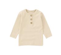 T-shirt pour enfants garçons en maille côtelée à manches longues haut en bas âge pull décontracté chemise douce et confortable vêtements pour enfants pour un usage quotidien, beige, 3-6 mois
