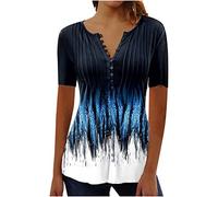 T-shirt pour femme à manches courtes avec boutonnière en dentelle - T-shirt d'été pour femme - Élégant - Chemisier surdimensionné - Tunique pour femme - Débardeur pour femme - Gilet Dirndl pour femme,