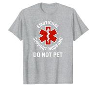 T-shirt pour femme avec avertissement humoristique - Haut à manches courtes avec le thème du soutien émotionnel Husband - T-shirt amusant comme parodie sur les animaux d'assistance, Style_r03 Gris, S