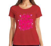 T-shirt pour femme avec cœurs roses « Ich bin der Grund dafür », rouge, M