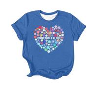 T-shirt pour femme avec déclaration de neurodiversité - Haut avec graphique en forme de cœur « Celebrate Minds of All Children » | T-shirt coloré pour l'acceptation, Stil_z01 Bleu, XL