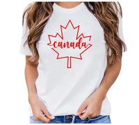 T-shirt pour femme avec drapeau du Canada - Manches courtes - Feuille d'érable - Long blazer - Noir, beige, M