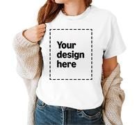 T-shirt pour femme avec impression photo - Hauts personnalisés - Loisirs décontractés - Respirant - À personnaliser soi-même - Hauts d'été à manches courtes - Vêtements personnalisés élégants avec