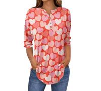 T-shirt pour femme avec imprimé cœur d'amour - Pull à col rond pour la Saint-Valentin, le quotidien, le travail, les voyages, les rendez-vous, les vacances, le style urbain, rose clair, 3XL