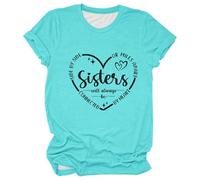 T-shirt pour femme avec imprimé lettre, ample, à manches courtes, léger, tunique fine, décontractée, col rond, haut élégant pour l'été et les loisirs, Style/T12 bleu, XXL