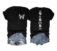 T-shirt pour femme avec imprimé papillon et déclaration - Haut avec message important sur le dos - T-shirt graphique pour la prévention du suicide, Stil_q01 Noir, S