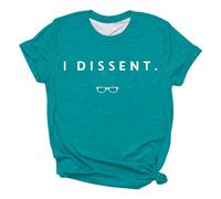 T-shirt pour femme avec imprimé politique - T-shirt à manches courtes avec inscription « I Dissent » | Haut féminisme en hommage à une icône de la justice, Style_t01 Bleu sarcelle, S