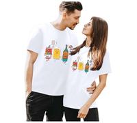 T-shirt pour femme avec imprimé pour la Saint-Valentin, tendance et décontracté, Blanc., M