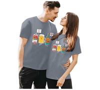 T-shirt pour femme avec imprimé pour la Saint-Valentin, tendance et décontracté, gris, S