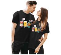 T-shirt pour femme avec imprimé pour la Saint-Valentin, tendance et décontracté, Noir , XXL