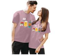 T-shirt pour femme avec imprimé pour la Saint-Valentin, tendance et décontracté, Rose clair, S