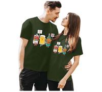 T-shirt pour femme avec imprimé pour la Saint-Valentin, tendance et décontracté, Vert armée., XL