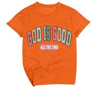 T-shirt pour femme avec inscription chrétienne - T-shirt graphique avec imprimé God is Good All The Time - Haut rétro décontracté pour la foi et la vie quotidienne, Style I10 Orange, XXL