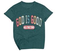T-shirt pour femme avec inscription chrétienne - T-shirt graphique avec imprimé God is Good All The Time - Haut rétro décontracté pour la foi et la vie quotidienne, Style I04 vert, S