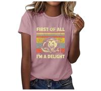 T-shirt pour femme avec inscription humoristique d'opossum - T-shirt vintage First of All I'm A Delight | T-shirt animal amusant avec déclaration sarcastique, Style_x06 Rose vif, XXL