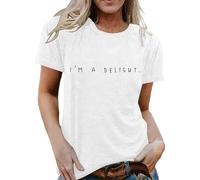 T-shirt pour femme avec inscription « I'm a Delight » - Haut décontracté avec déclaration minimaliste - T-shirt en coton pour une apparence confiante, Style_o08 Blanc, 3XL