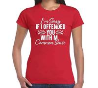 T-shirt pour femme avec inscription « I'm Sorry If I Offended You Common Sense of Girls », T-shirt rouge imprimé blanc, XXL