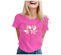 T-shirt pour femme avec inscription inspirante et positive - Manches courtes - Col rond - T-shirt graphique - Espoir - Minimaliste - Inscription en forme de cœur - Pour les loisirs, Stil-g01 Rose vif