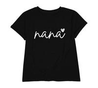 T-shirt pour femme avec inscription Nana - T-shirt à manches courtes avec détail en forme de cœur pour les grands-mères - Haut décontracté comme expression de l'amour de la famille, Style_o01 Noir, M