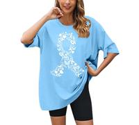 T-shirt pour femme avec inscription « Soins de la poitrine et vos seins », bleu clair, XXL