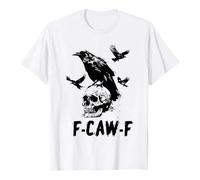 T-shirt pour femme avec motif corbeau - T-shirt graphique avec jeu de mots F-CAW-F, corbeau et tête de mort - Haut gothique artistique et sarcastique pour femme, Style L06 Blanc, XXL