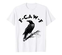 T-shirt pour femme avec motif corbeau - T-shirt graphique avec jeu de mots F-CAW-F et corbeau sur une branche - Haut gothique artistique et sarcastique pour femme, Style D06 Blanc, 3XL