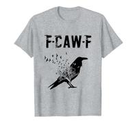 T-shirt pour femme avec motif corbeau - T-shirt graphique avec jeu de mots F-CAW-F et oiseau qui se dissout - Haut gothique artistique pour femme, Style G03 Gris, S