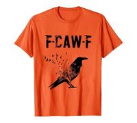 T-shirt pour femme avec motif corbeau - T-shirt graphique avec jeu de mots F-CAW-F et oiseau qui se dissout - Haut gothique artistique pour femme, Style G04 Orange, L